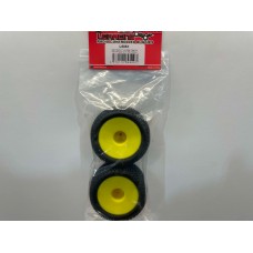 L5061 Jetgo Stadium Truck Rear Tires Pre-Mounted 2pcs 12mm Hex （50°Blue dot Yellow Rim）